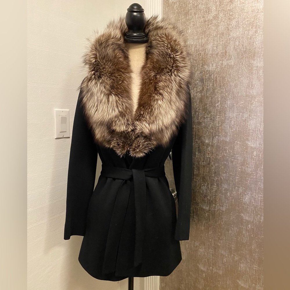 Real fox trim cardigan, XS